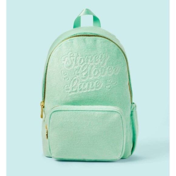 Stoney Clover Lane Terry Cloth Embossed Backpack - Green - NEW - Picture 1 of 4